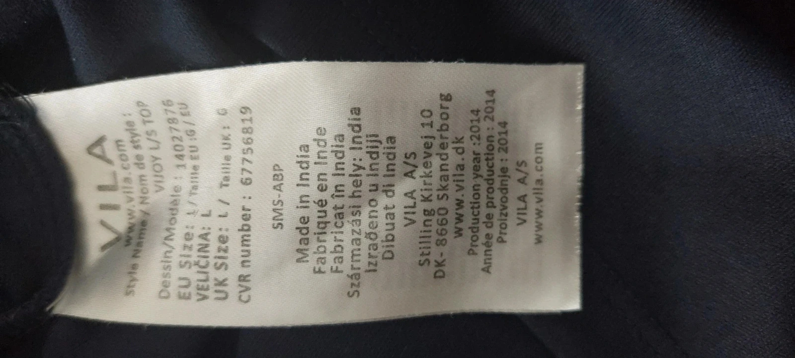 Blouse fluide bleu marine Vila - Col perlé et strass - Taille L (40/42) - Excellent état – photo 8